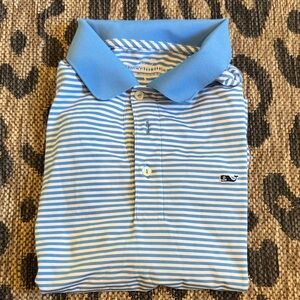 Vineyard Vines Light Blue and White Polo Shirt Excellent Condition